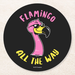 Flamingo der ganze Weg Runder Pappuntersetzer
