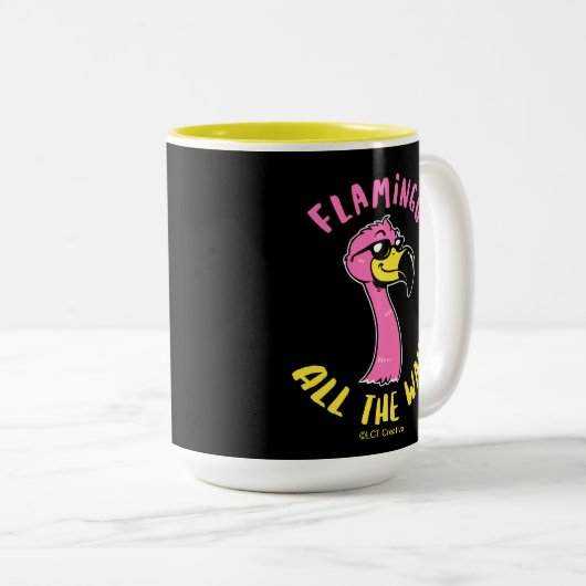 Flamingo der ganze Weg Zweifarbige Tasse (VorderseiteRechts)