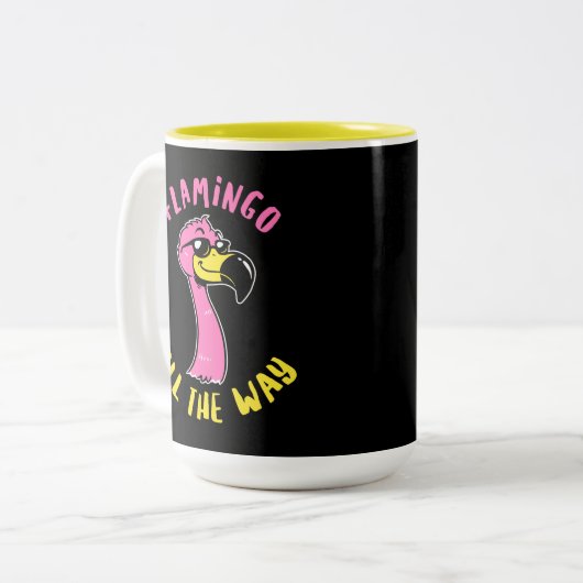 Flamingo der ganze Weg Zweifarbige Tasse (Vorderseite Links)