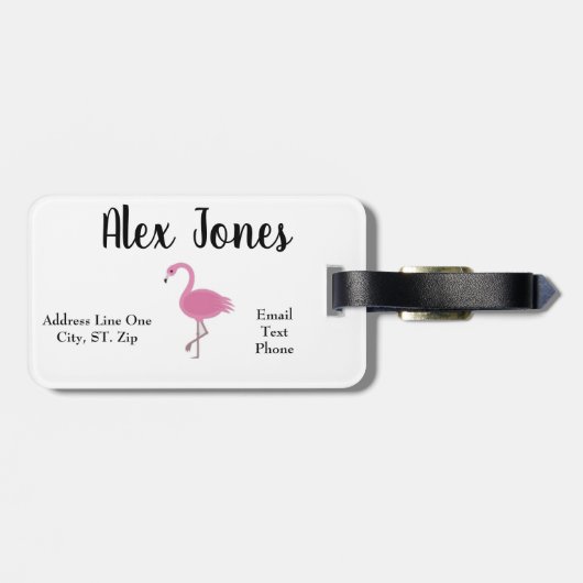 Flamingo Design Luggage Tag Gepäckanhänger (Rückseite horizontal)