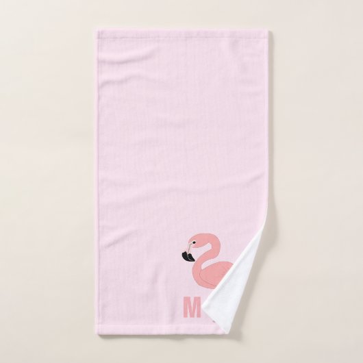 Flamingo Design Mit Monogramm rosa Badhandtuch Set (Handtuch)