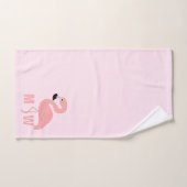 Flamingo Design Mit Monogramm rosa Badhandtuch Set (Handtuch)