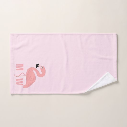 Flamingo Design Mit Monogramm rosa Badhandtuch Set (Handtuch)