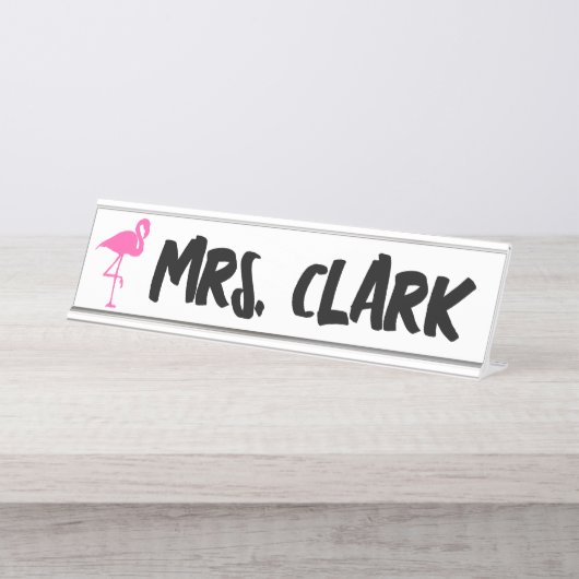 FLAMINGO DESK Custom Teacher Name Plate Schreibtischnamensplakette (Vorderseite )