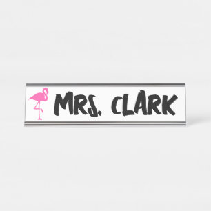FLAMINGO DESK Custom Teacher Name Plate Schreibtischnamensplakette