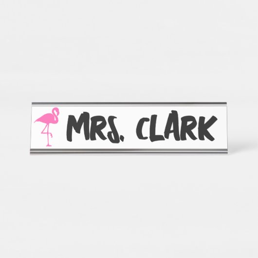 FLAMINGO DESK Custom Teacher Name Plate Schreibtischnamensplakette (Vorderseite )