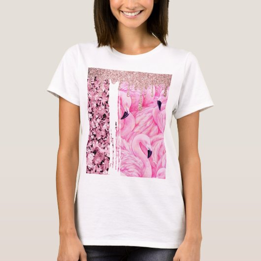 Flamingo Diamonds Pink Sparkling T-Shirt (Vorderseite)