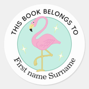 Flamingo Dieses Buch gehört zu Personalisiert Runder Aufkleber