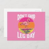 Flamingo Don't Skip Leg Day Erntedank Postkarte (Vorne/Hinten)