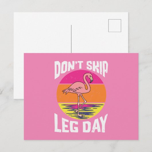 Flamingo Don't Skip Leg Day Erntedank Postkarte (Vorne/Hinten)