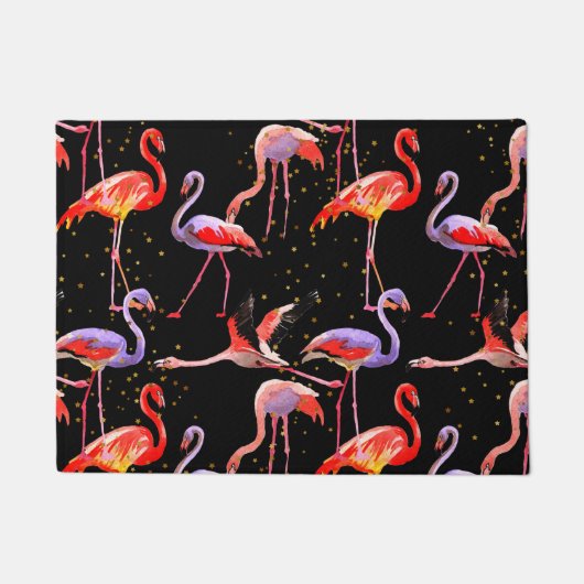 Flamingo Door Mat farbenfrohe Vögel Fußmatte (Vorderseite)