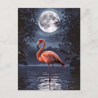 Flamingo Dramatischer Vollmond Postkarte