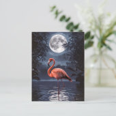 Flamingo Dramatischer Vollmond Postkarte (Stehend Vorderseite)
