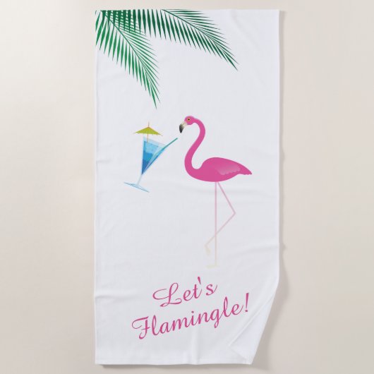 Flamingo Drink Beach Handtuch (Vorderseite)