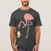 Flamingo Drinking Beer Bird Lover Alcohol Party T-Shirt (Vorderseite)