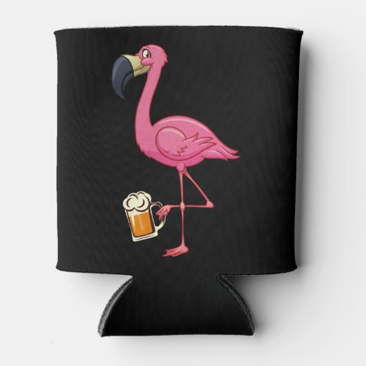 Flamingo Drinking Beer - Funny Pink Flamingo Dosenkühler (Vorderseite)