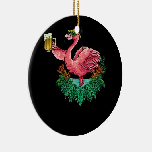 Flamingo Drinking Bier Party Keramik Ornament (Rechts)