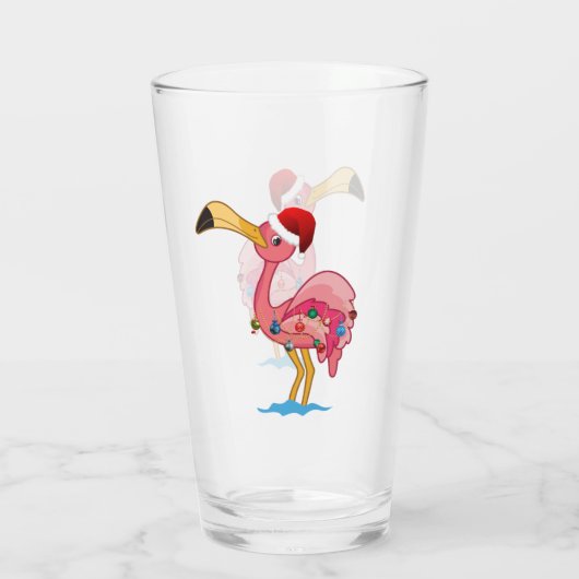 Flamingo Drinking Glass, Weihnachten dekoriert Glas (Rückseite)