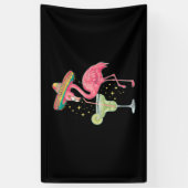 Flamingo Drinking Margarita Funny Mexican Poncho Banner (Vertikal)
