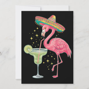 Flamingo Drinking Margarita Funny Mexican Poncho Einladung