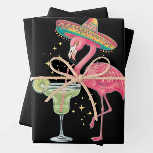 Flamingo Drinking Margarita Funny Mexican Poncho Geschenkpapier Set (Beispiel)