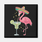 Flamingo Drinking Margarita Funny Mexican Poncho Magnet (Vorne)