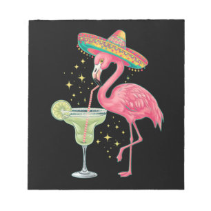 Flamingo Drinking Margarita Funny Mexican Poncho Notizblock