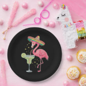 Flamingo Drinking Margarita Funny Mexican Poncho Pappteller (Party)