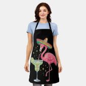 Flamingo Drinking Margarita Funny Mexican Poncho Schürze (Getragen)