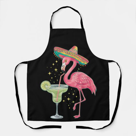 Flamingo Drinking Margarita Funny Mexican Poncho Schürze (Vorderseite)