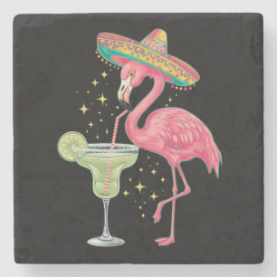 Flamingo Drinking Margarita Funny Mexican Poncho Steinuntersetzer