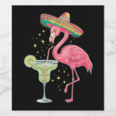 Flamingo Drinking Margarita Funny Mexican Poncho Weinetikett (Einzelnes Label)