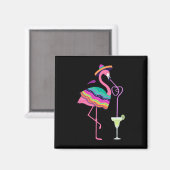 Flamingo Drinking Margarita Mexican Poncho Cinco D Magnet (Vorderseite/Rückseite)