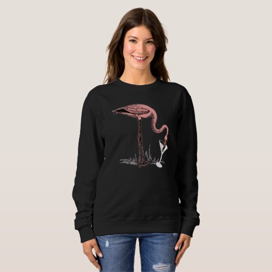 Flamingo Drinking Martini Art Illustration Premium Sweatshirt (Vorne ganz)