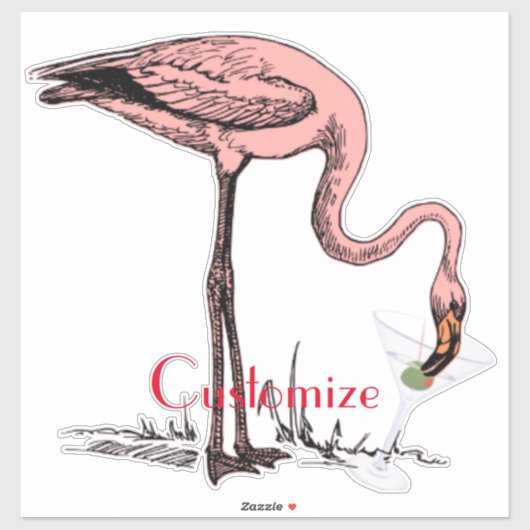 Flamingo Drinking Martini Thunder_Cove Aufkleber (Blatt)