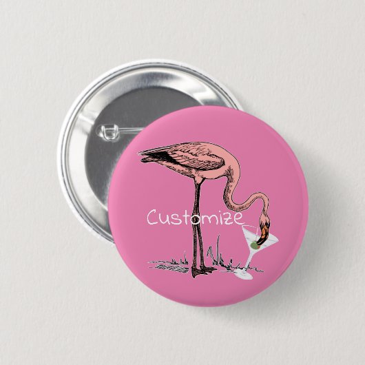 Flamingo Drinking Martini Thunder_Cove Button (Vorne & Hinten)