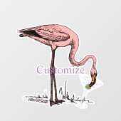 Flamingo Drinking Martini Thunder_Cove Fensteraufkleber (Blatt)