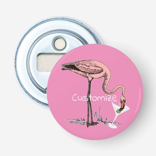 Flamingo Drinking Martini Thunder_Cove Flaschenöffner (Vorderseite)