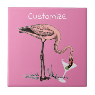 Flamingo Drinking Martini Thunder_Cove Fliese