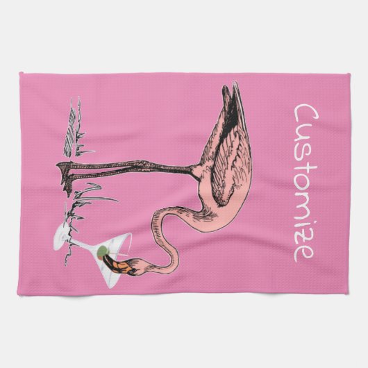 Flamingo Drinking Martini Thunder_Cove Geschirrtuch (Horizontal)
