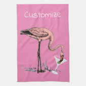 Flamingo Drinking Martini Thunder_Cove Geschirrtuch (Vertikal)