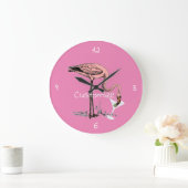Flamingo Drinking Martini Thunder_Cove Große Wanduhr (Zuhause)