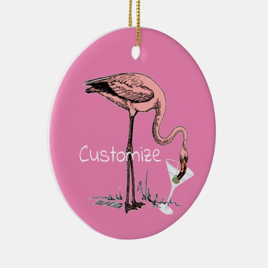 Flamingo Drinking Martini Thunder_Cove Keramik Ornament (Rechts)