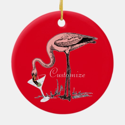 Flamingo Drinking Martini Thunder_Cove Keramik Ornament (Hinten)