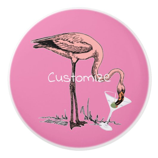Flamingo Drinking Martini Thunder_Cove Keramikknauf (Vorderseite)