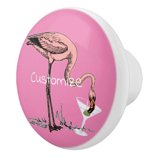 Flamingo Drinking Martini Thunder_Cove Keramikknauf (Rechts)