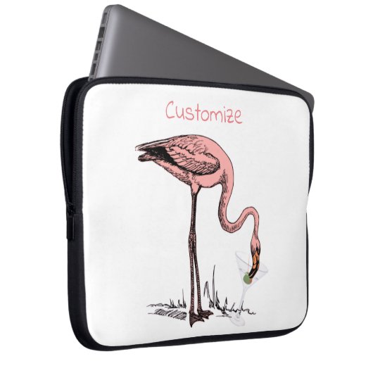 Flamingo Drinking Martini Thunder_Cove Laptopschutzhülle (Vorne Rechts)