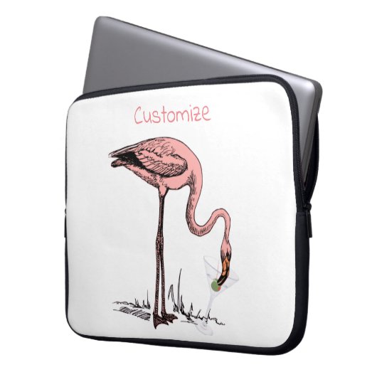 Flamingo Drinking Martini Thunder_Cove Laptopschutzhülle (Vorderseite Links)