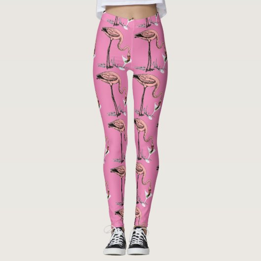 Flamingo Drinking Martini Thunder_Cove Leggings (Vorderseite)
