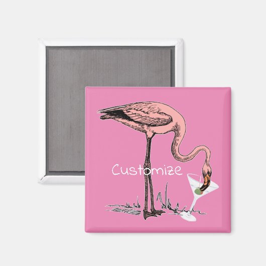Flamingo Drinking Martini Thunder_Cove Magnet (Vorderseite/Rückseite)
